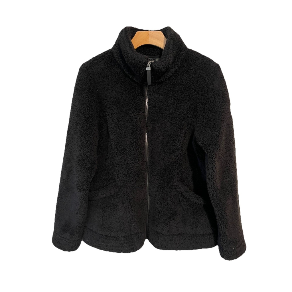 Free Country Black Sherpa Fleece Full Zip Jacket Medium